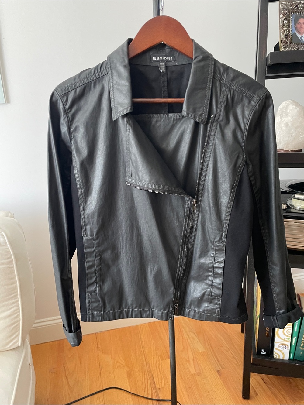 Eileen Fisher Black Asymmetric Moto Jacket